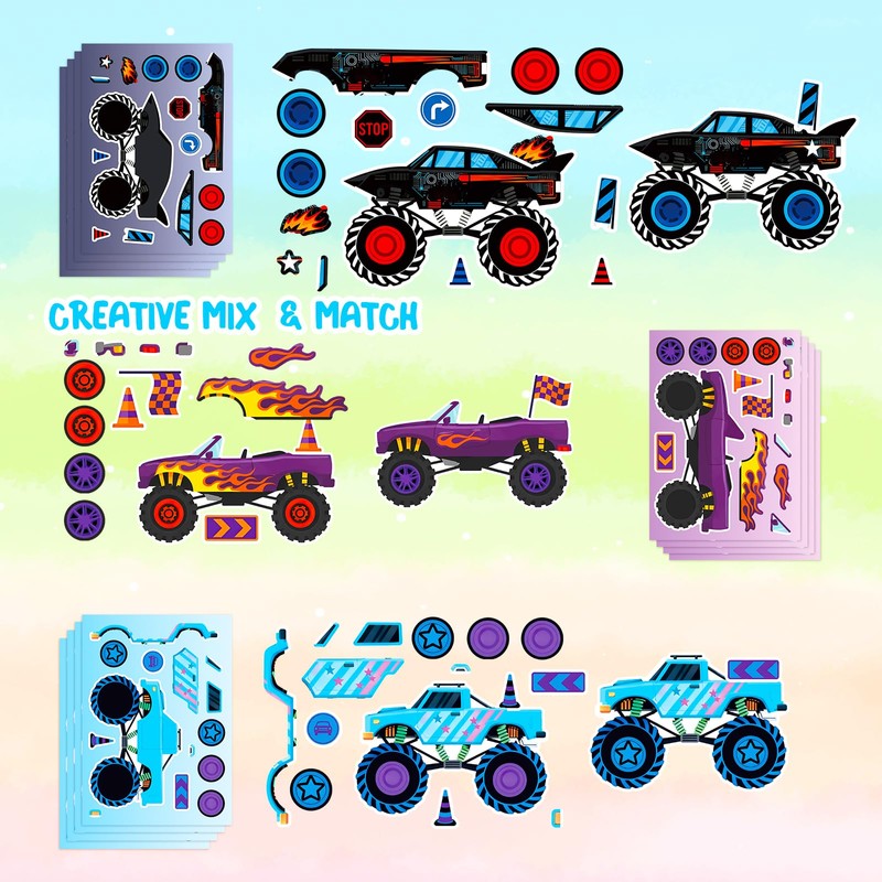 24 Sheets Make Your Own Stickers, Car Make-a-face Sticker Trucks,