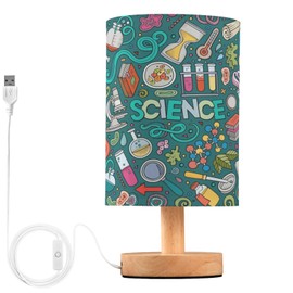 ALAZA Science Theme Chemistry Decor Bedside Table Lamp with USB Port for Bedroom Nightstand Office Desk LED Bulb Included