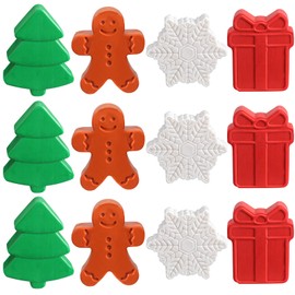 Swiffen 60 Pcs Christmas Mini Soap Bars Bulk Individually Wrapped Scented Soaps Christmas Tree Gingerbread Present Snowflake Shape Soaps for Holiday Gift Hands Body Xmas Stocking Stuffer, 1 Ounce
