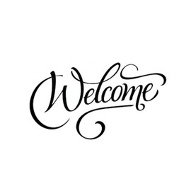 Welcome Modern Wall Words Entryway Door Vinyl Decal Stickers 10x6-Inch Glossy Black