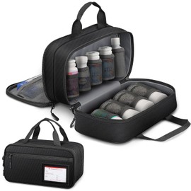 Sithon - Organizador de pastillas para medicamentos, bolsa de almacenamiento de medicamentos, viajes, organizador de bolsa de transporte con asa, bolsillos desmontables modulares para medicamentos, vitaminas, suministros médicos, negro pequeño