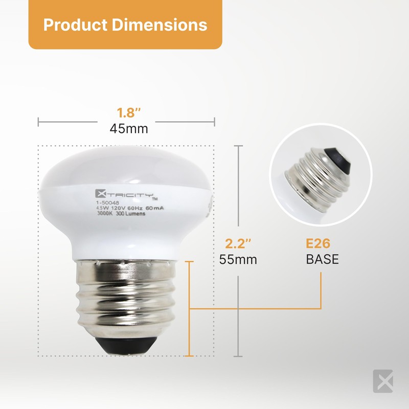 Xtricity R14 Dimmable LED Light Bulbs, E26 Base, 4.5W (40