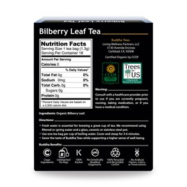 Buddha Teas Organic Bilberry Leaf Tea - OU Kosher, USDA Organic, CCOF, 18 Bleach-Free Tea Bags