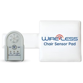 Secure Wireless Chair Alarm for Elderly Dementia Patients - 12" x 12" Wheelchair or Chair Sensor Pad, Patient Monitor w/ Alarm Pause & Delay - Chair Alarms and Fall Prevention for Elderly