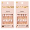 Gold Finger False Nails Gel Glam Design Full Cover Fake