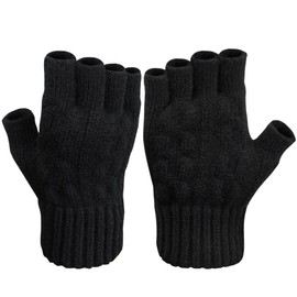 FRSOHEWIN Half Finger Gloves Winter Touchscreen Gloves Flexible and Warm for Men Unisex Black, black