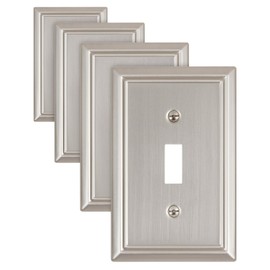 ZILLSEA 4-Pack Brushed Nickel Light Switch Covers, Durable Metal Toggle Wall Plates, 1 Gang Decorative Switch Plate Covers, 3.15''*4.88'', Midsize