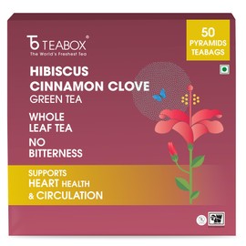 Teabox Premium Darjeeling Green Tea With Dried Hibiscus | 100% Whole Leaf & 0% Bitterness | Green Tea From The Himalayas | 50 Tea Bags (Low Caffeine)