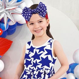 ONENINEDREAM 4th of July Baby Headband Bows American Flag Bow Red White and Blue Hair Accessories Toddler Patriotic Headband White Star Hair Bows for Baby Girls Newborn July 4th Accessories