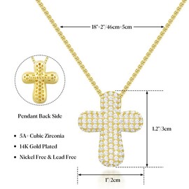 KISSYAN Layered Cross Necklace Faith Pendant for men and women, 14K Gold-Plated Delicate Cubic Zirconia Pendant Necklace, Fashionable Religious Jewelry Gift:_two