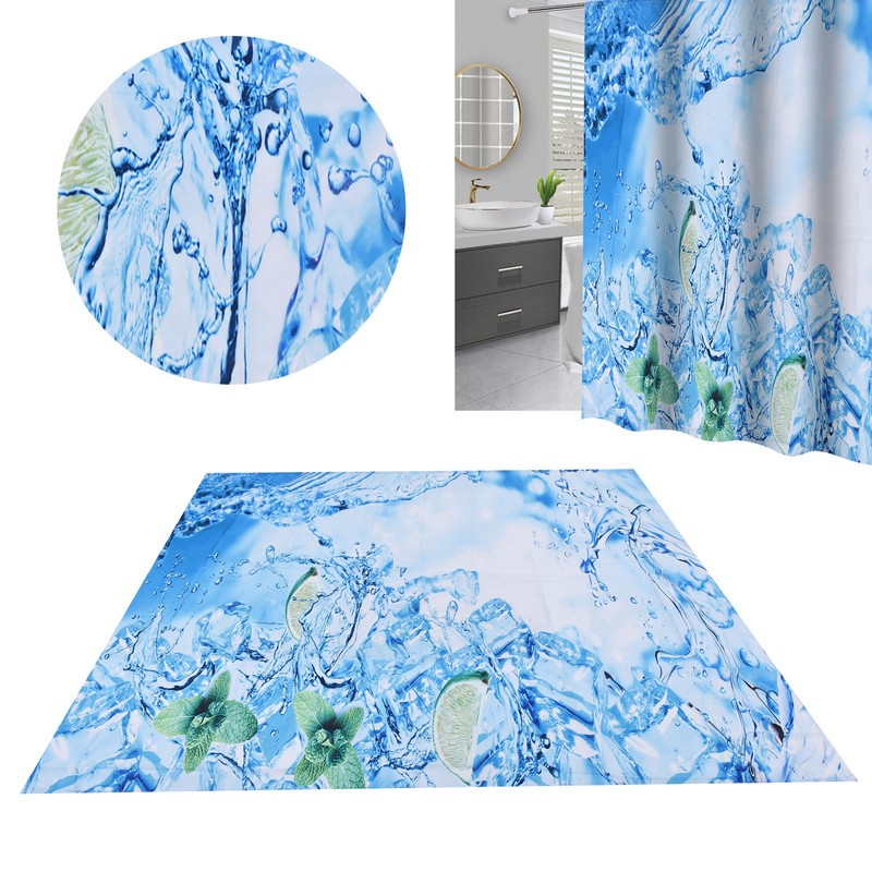 Bathroom Curtain with Hook Waterproof Elastic Hanging Shower Curtain for