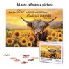 Highland Cow Sunflower Puzzles 1000 Pieces for Adults Cute Animal