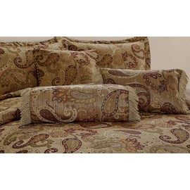 Chezmoi Collection Adelle 7-Piece Paisley Jacquard Embroidered Comforter Bedding Set, King Size