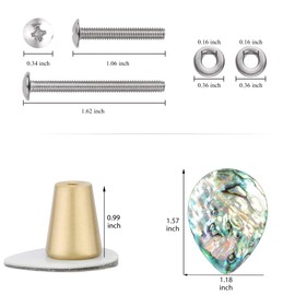 SUNYIK Pack of 4 Natural Abalone Shell Drawer Knobs with Screws, Brass Cabinet Knobs for Dresser Cupboard Furniture Decorative Home Office Door Decor, Teardrop