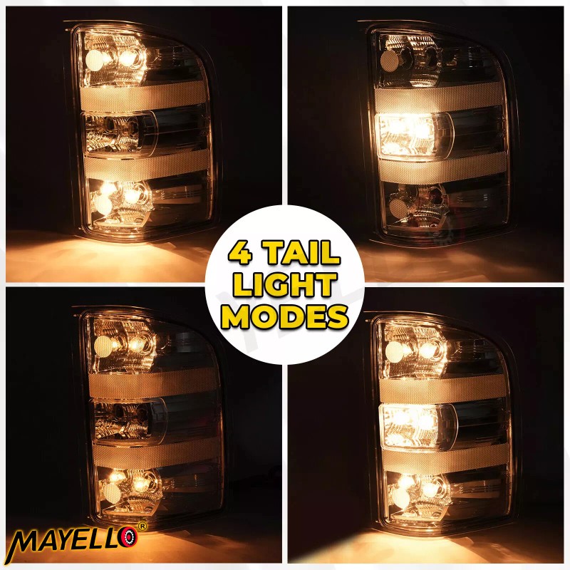 mayello Pair Clear Tail Lights Lamps For Chevy Silverado 1500