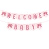 BOXOB Welcome Baby Sign Banner, Pink Bow Welcome Baby Party