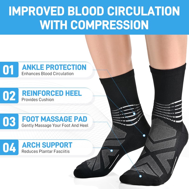 IRAMY Compression Ankle Support Crew Socks Men Women Coolmax Wicking
