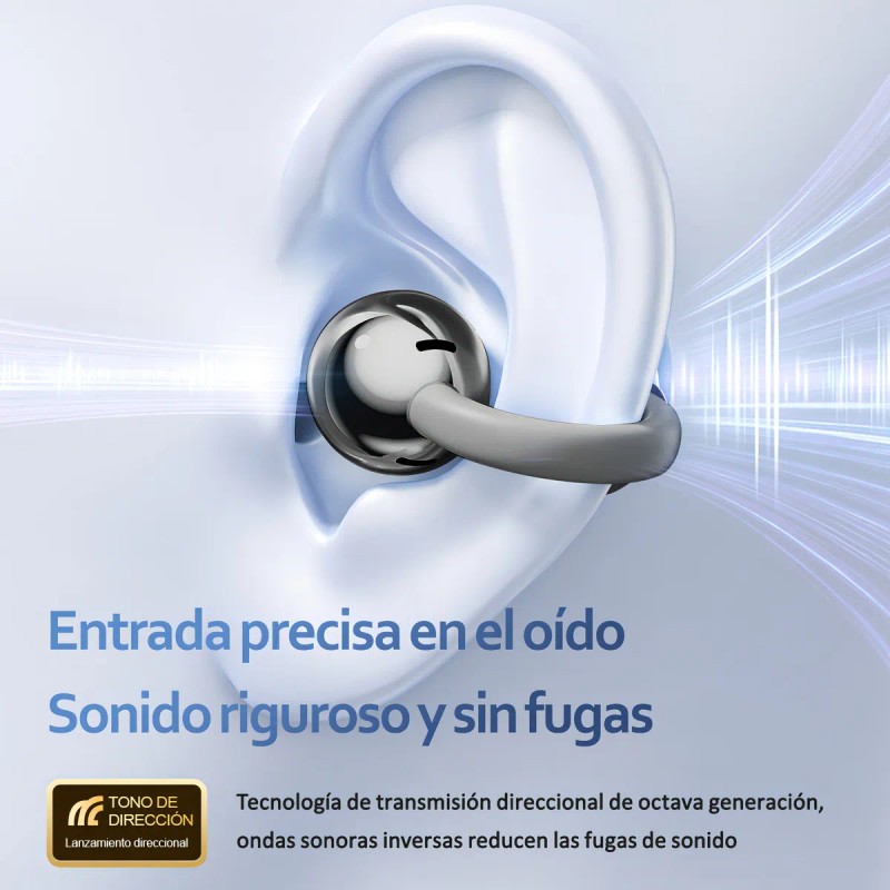 HOLFILL Audfonos Bluetooth 5.4 Clip Ear para Gaming y Deporte