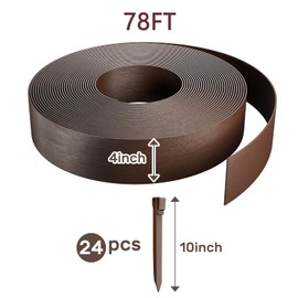 AGTEK 78FT Plastic Landscape Edging Coil Kit, 4 inch High Terrace Board Garden Edging Border with 24 Stakes
