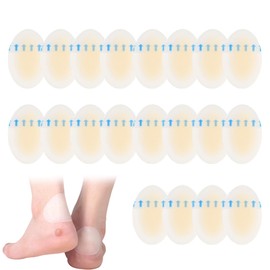 20 Pieces Blister Plasters for Feet, Blister Plasters Invisible Hydrocolloid Gel, Water Resistant Bandages for Heel Foot Toe Toes and Skin(37MMx55MM)