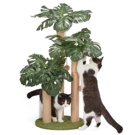 LEMONDA 31.5Inch Cat Scratching Post,Cat Scratcher Tree with 3 Scratching Poles & 2 Interactive Dangling Balls,Cats Scratching Posts for Indoor Kitten & Adult Cats