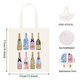 WCGXKO Funny Champagne Lover Gift Home Champagne Bar Merch Champagne Themed Flour Sack Tote Bag Shopping Bag (Champagne moet Tote)