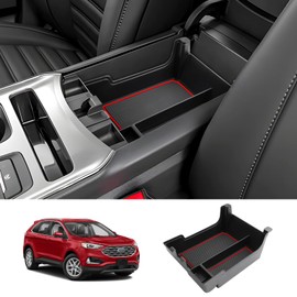 LUWU for 2024 Ford Edge Center Console Organizer Tray 2020 2021 2022 2023 2024 Ford Edge SE/SEL/ST-Line/Titanium/ST Console Organizer Armrest Storage Box Armrest Tray 2024 Ford Edge Accessories (Red)