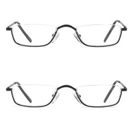 COVESATO Half Reading Glasses, Half Lens Frame Metal Readers for Women Men （2 Black,2.50）