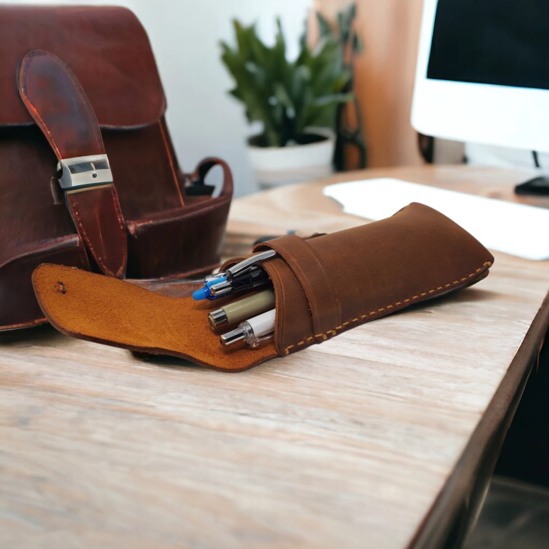 MyMesken Handmade Leather Glasses Case- Eyeglass Case- Sunglasses Case Protective