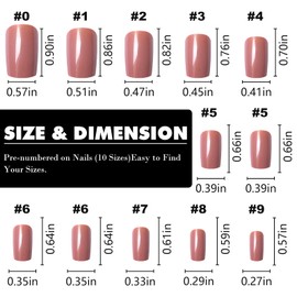 LoveOurHome 240pc Brown Press on Nails Medium Square Fake Nails Press ons Square Nail Tips Gel False Nails Colored Presson Artificial Fingernails & Glue Adhesive Tabs Women Girls Manicure Decor