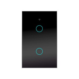 MOYAC Interruptor Inteligente con Cable Neutro, Apagador Inteligente de Luz sin Capacitor, Control Remoto a Través de APP, Compatible con Alexa, Google Home y IFTTT (Negro, 2 Gang)