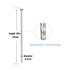 40 Pack - 10" Solid Galvanized Non-Rust Metal Garden Stakes, Spiral Landscape Edging Spikes/Anchors, for Paver Edging, Weed Barriers, Turf, House Construction, Carpentry Nail, Tent, Anchoring Spikes