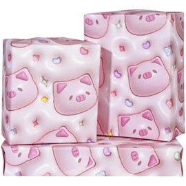 8 Sheets Pig Wrapping Paper - Cute Pink Animal Gift Wrap for Birthdays, Baby Showers, Celebrations & DIY Crafts, 19.7" x 27.6"