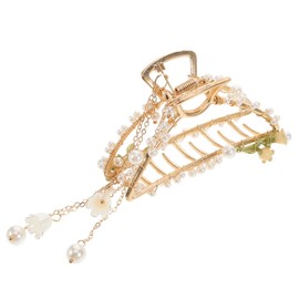 Beavorty Lily Valley Flower Metal Hair Claw Clip Nonslip Barrette for Women Strong Hold Hair Bun Accessory Elegant Floral Design