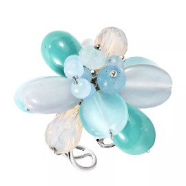 AeraVida Charmings Light Blue Crystal Cluster Stone Adjustable Ring
