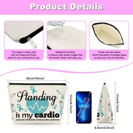 Heart Awareness Gifts Standing Is My Cardio Makeup Bag Pots Syndrome Warrior Gift Pots Medical Bag Cosmetic Pouch With Zipper Birthday Christmas Graduation Present for Her (Standing Is My Cardio)
