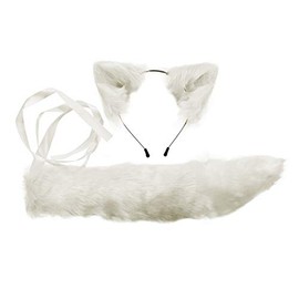 QinRuan Faux Fur Anime Dress Up Set Fox wolf Tail and Cat Ears Costume Party Props