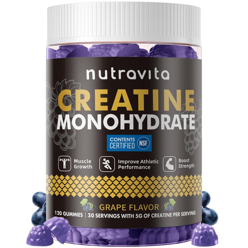 Nutravita- Gomitas de Monohidrato de Creatina para Hombres y Mujeres