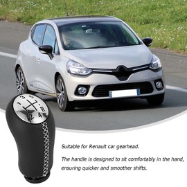 Adunsiaoto Gear Stick Handball, Gear Knob 5 Gears with Adapter, Car Gear Knob, Car Gear Shift Knob, Premium Leather Gear Shift Lever Car, Manual Automotive Gear Shift Lever (White Line)