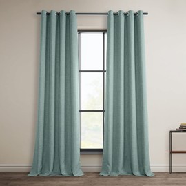 HPD Half Price Drapes Grommet Linen Curtains 108 Inches Long Room Darkening Curtains for Bedroom & Living Room (1 Panel), 50W x 108L, Sea Thistle