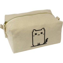 'Pixel Cartoon Cat' Canvas Wash Bag/Makeup Case (CS00043287)