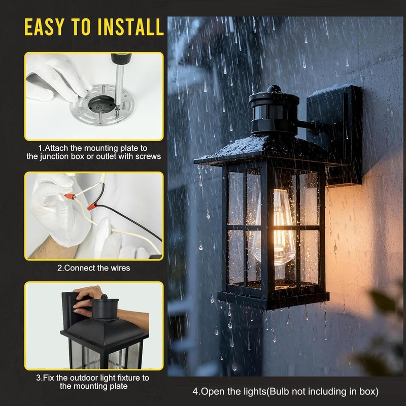 Superyofo 15inch Large Outdoor Wall Lights,Modern Black Exterior Wall Light