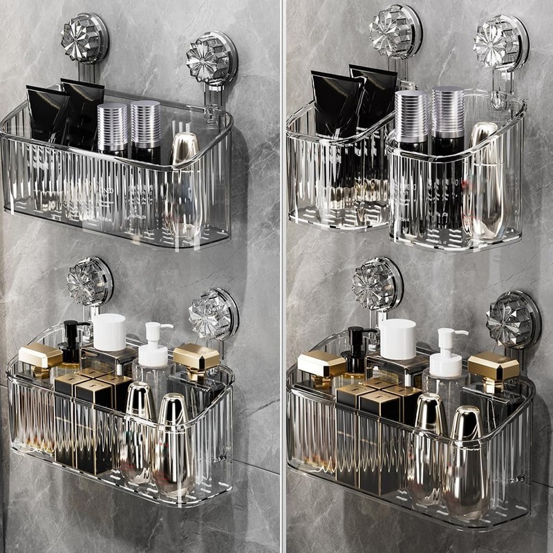 Shower Shelf without Drilling, Shelf with Suction Cup, Reusable Shower