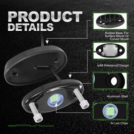 LY8 12 Pods Green LED Rock Lights Neon Underglow Light for Car Truck ATV SUV Under Body Glow Light Trail Fender Lighting