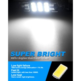 Yorkim 578 led bulb White Super Bright 212-2 Festoon LED Bulbs, Error Free Canbus 9-SMD 5730 Chipsets, 211-2 LED Interior Car Lights 41mm 42mm Bulbs for interior dome map light, Pack of 4