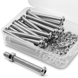 (30 Sets) M5-0.8 x 50mm Socket Head Cap Screws and Nuts Set 304 Stainless Steel 18-8 Button Head Bolts