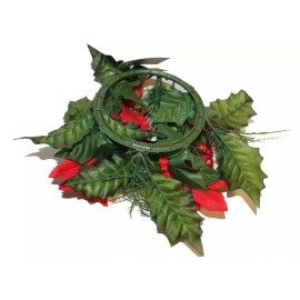 Country Silk Deluxe 12" Christmas Candle Ring for 4.5" Pillar Candle, Red Poinsettia Berries