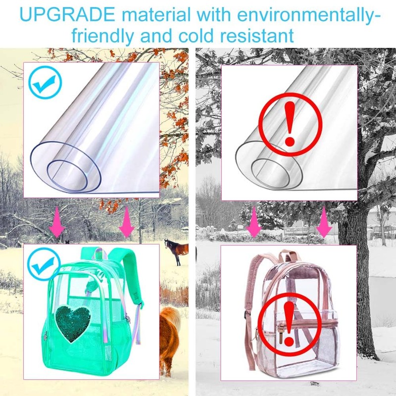 gxtvo 3PCS See Through Backpack Heavy-Duty Set for Women &