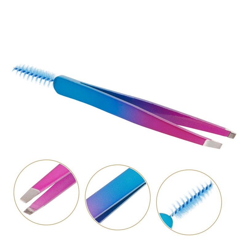 OHPHCALL Eyebrow Tweezer with Brush Travel Eyebrow Clamp Colorful Eyebrow