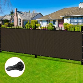 Coonoble Privacy Fence Screen Brown 4' x 24'10" Outdoor Fence Covers with Grommets and Zipties, Mesh Shade Net Cover Fencing Screens for Backyard Garden Patio